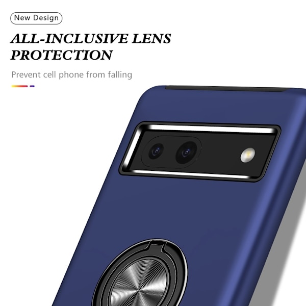 Google Pixel 8a sormenrengasjalustan hybridikotelo Blue