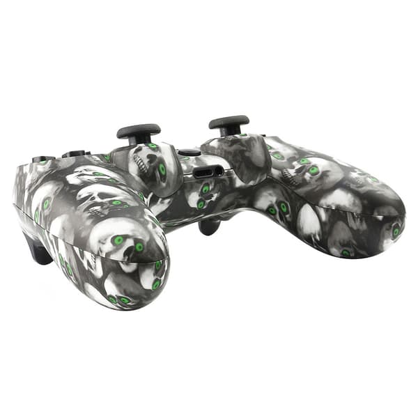 Trådløs spillkontroller for Sony PS4 Bluetooth-gamepad med vibrasjon - Skull Print Grey