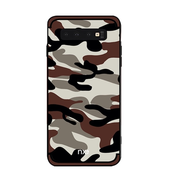 NXE Camouflage Pattern TPU Cover til Samsung Galaxy S10 - Brun Brown