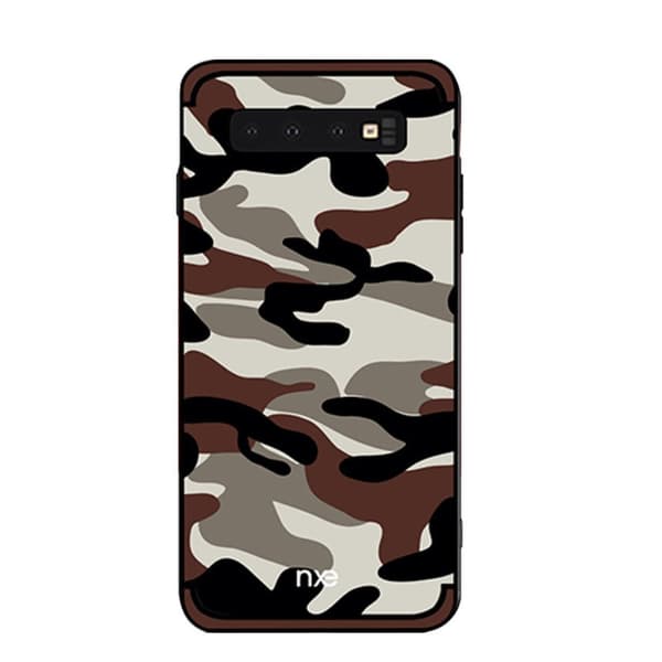 NXE Camouflage Pattern TPU Kansi - Samsung Galaxy S10 - Ruskea Brown