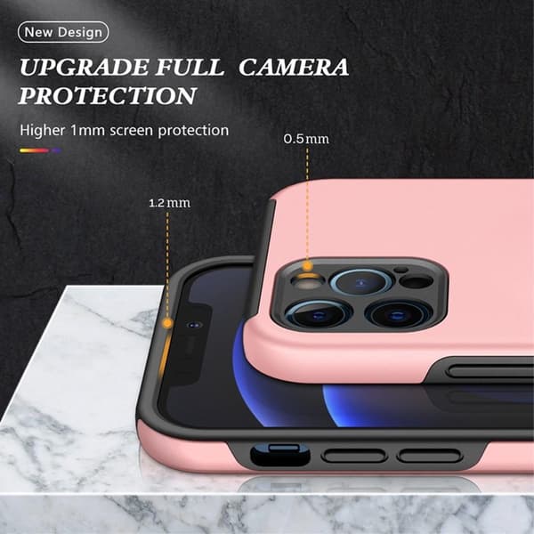 iPhone 14 Pro Sormirengas Sivutuen Hybridikotelo - Vaaleanpunainen Pink