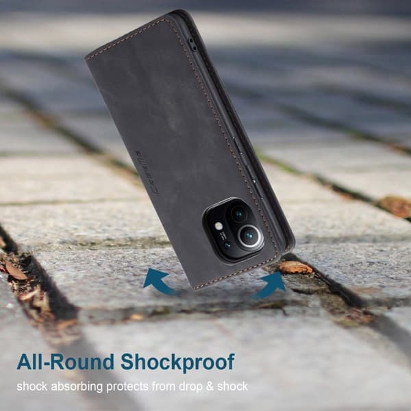 CASEME Retro lompakkokotelo Xiaomi Mi 11 - musta Black