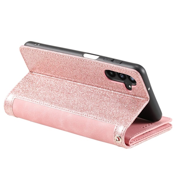 Til Samsung Galaxy S25 5G Etui med Lynlåslomme og 9 Kortlommer Pink