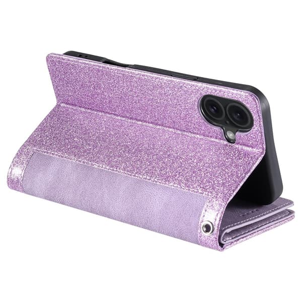 Til iPhone 17 Etui med Lynlåslomme og 9 Kortlommer Purple