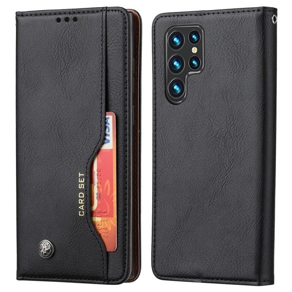 Samsung Galaxy S22 Ultra Wallet Stand Telefonflip-etui Cover - S Black