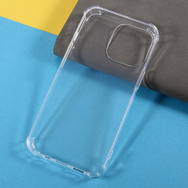 iPhone 13 Pro gjennomsiktig mykt termoplastisk polyuretan deksel med forsterkede hjørner Transparent