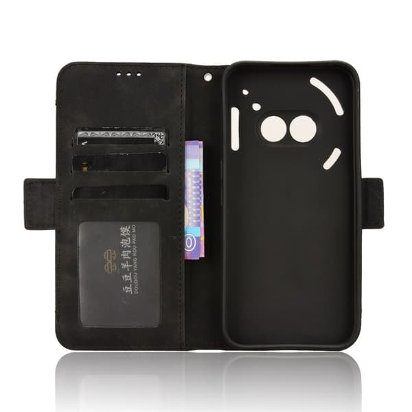 Til Nothing Phone (2a) Læderetui Flere Kortpladser Magnetisk Lukning cover Black
