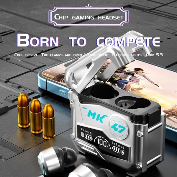 MK47 Mechanical Gaming Bluetooth In-ear Headset - Blå Blå