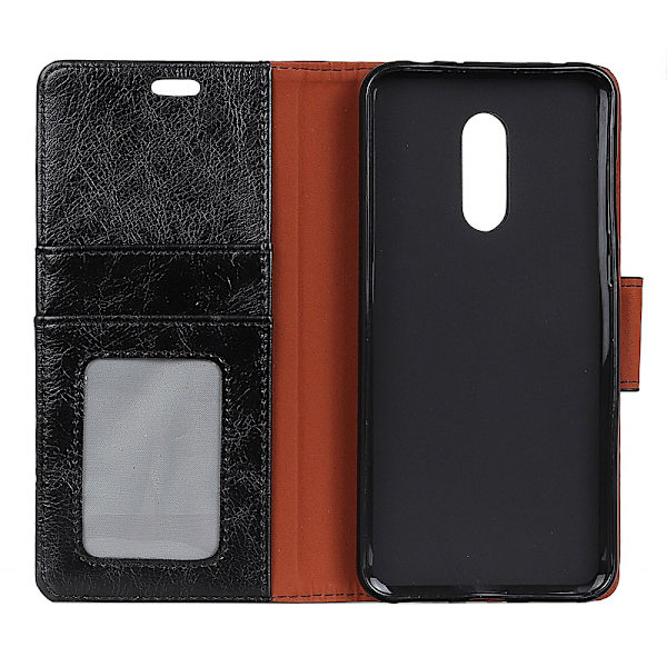 Nokia 5.1 Plus Lommebok - cover Teksturert Split - Sort Black