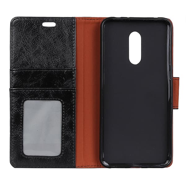 Textured Split Leather Mobile Phone Casing Nokia 5.1 Plus - Musta Black