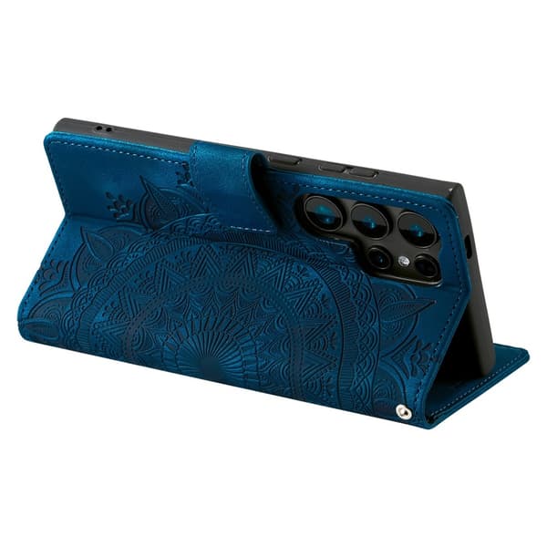 Til Samsung Galaxy S26 Ultra tegnebogscover Cover Shell Mandala Blomstermønster Blue
