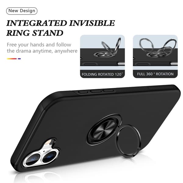 iPhone 17 Hybrid-suojakuori sormirenkaalla Black
