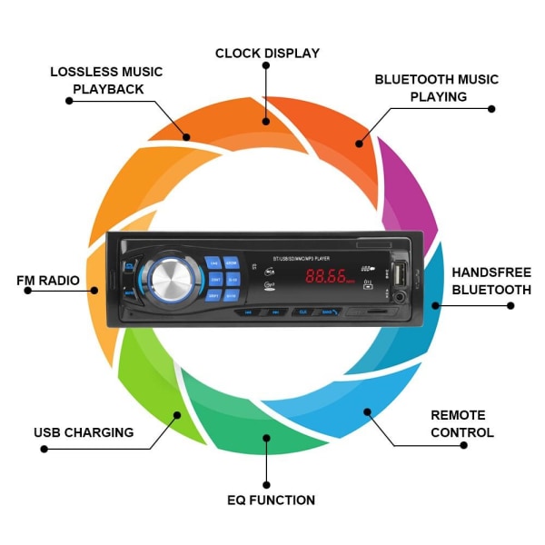 Bluetooth Stereo Billyd FM-radio MP3-afspiller Understøttelse TF Black