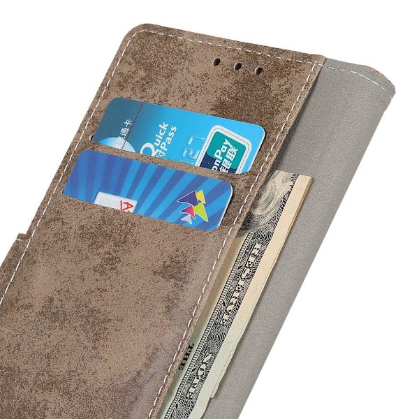 Retro Lommebok Stativ Etui for Google Pixel 6a - Khaki Khaki