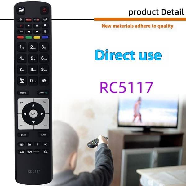 Erstatning av fjernkontroll for RC5117 For Hitachi TV Black