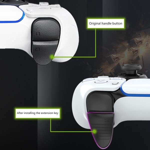 Knappar 2st för PS5-spelkontroller L2 R2-knapp Trigger Extender Svart