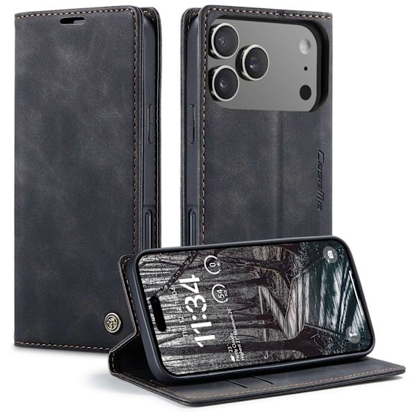 CASEME Retro lompakkokotelo iPhone 17 Pro Black