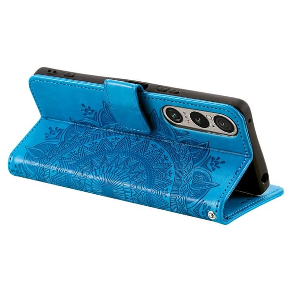 Til Sony Xperia 1 VII tegnebogscover Cover Shell Mandala Blomstermønster Blue