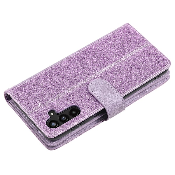 For Samsung Galaxy A16 5G / A16 4G Case Zipper Pocket PU Leather Phone Cover with 9 Card Slots Purple