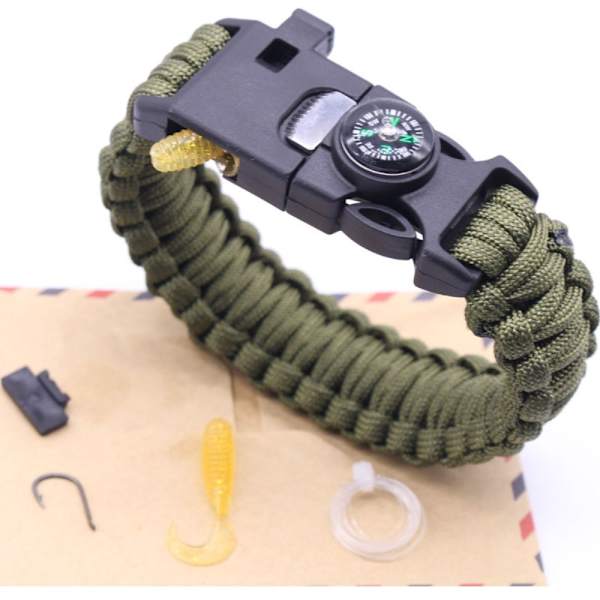 Överlevnadsarmband Survival Emergency Armband - Army Green Grön one size