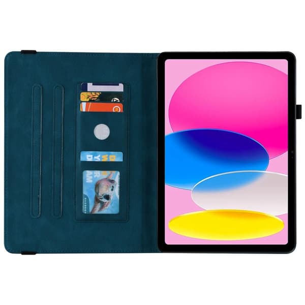 Apple iPad 10.9 2022 Sammenleggbart Veske Kortholder Sommerfugl - Blå Blue