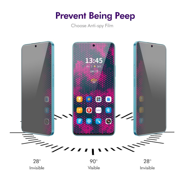 For Samsung Galaxy A36 A56 Privacy Anti-Spy Privacy Full dekning herdet glass Transparent