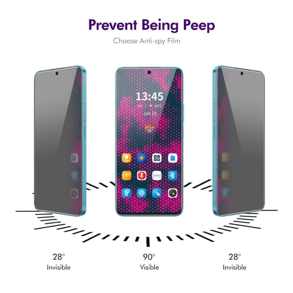 Samsung Galaxy A36 A56 Privacy Anti-Spy Privacy Full Coverage Tempered Glass Transparent