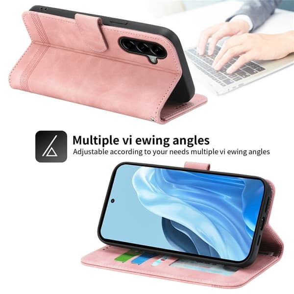 DIERFENG Til Samsung Galaxy A57 5G Pungcover med Stander og Håndledsrem Pink
