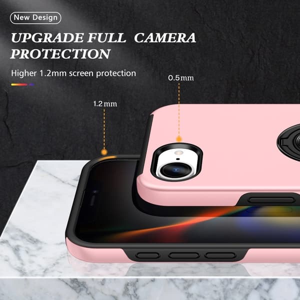 Till iPhone 17e / 16e Hybrid skal med Finger Ring - Rosa Rosa