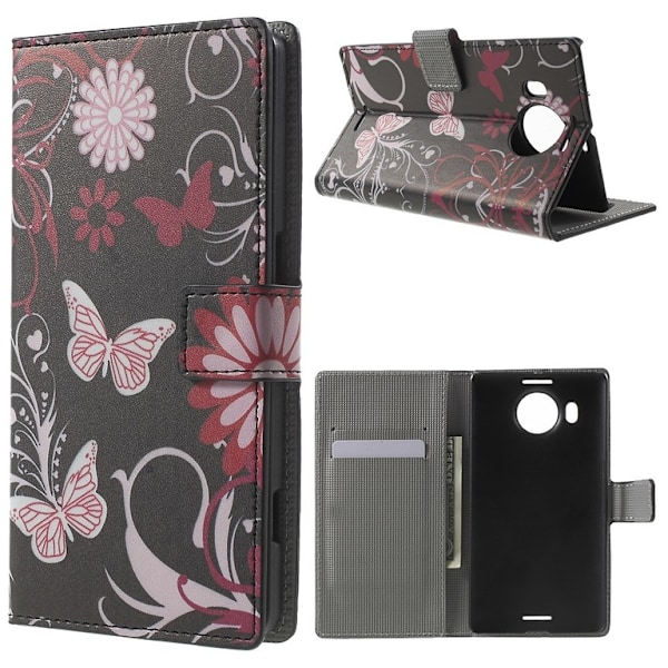 Microsoft Lumia 950 XL Plånboksfodral Butterflies Black