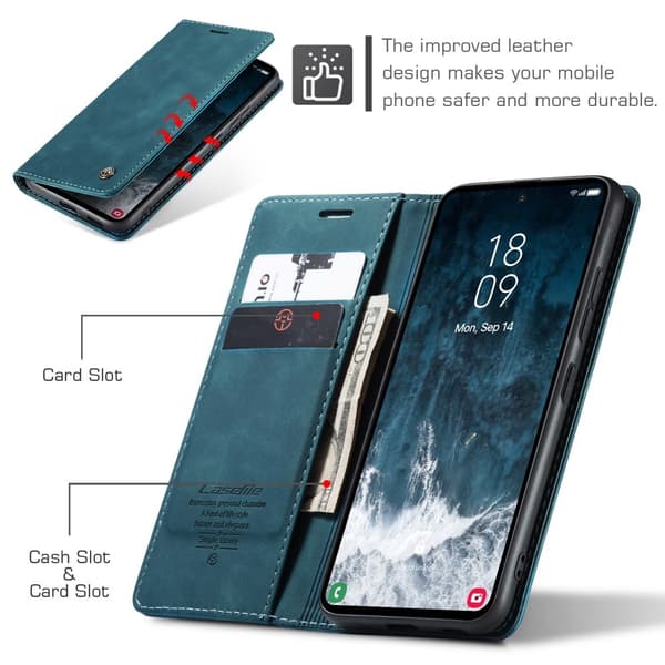 CASEME Retro Pung Taske til Samsung Galaxy S23 FE Blue