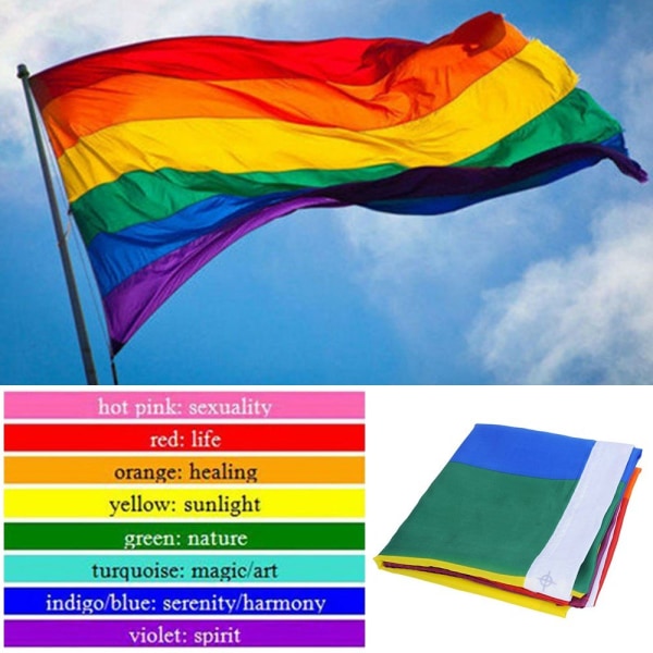 90*150cm/3*5ft Rainbow flag Gay Pride Peace LGBT Polyester Flag Transgender Banner Black