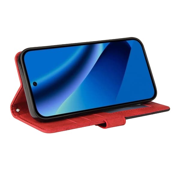 Til Google Pixel 10a Lommebokdeksel med Stativ Tofarget Design - Rød Red