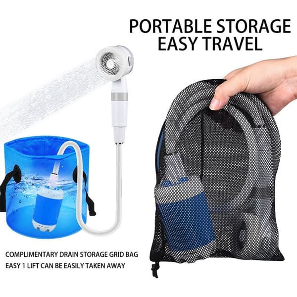 4000mAh elektrisk dusch camping bärbar duschhuvud pump utomhus vandring resor Vit