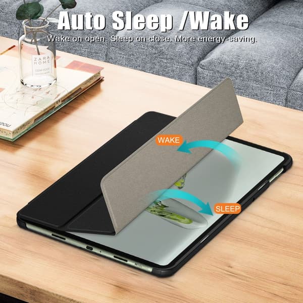 OnePlus Pad Go Tri-fold Stand Tablet -suojakotelo Tabletti PU-nahkakotelo Black