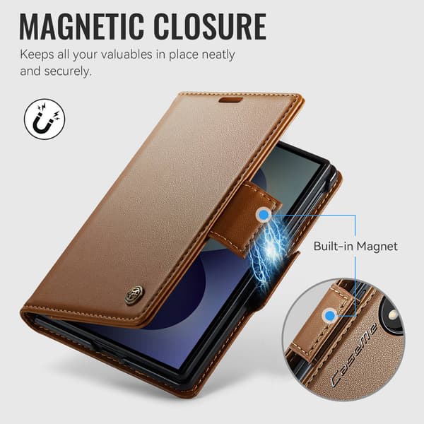 CASEME Glansigt telefonplånboksfodral till Samsung Galaxy Z Fold8 Brun