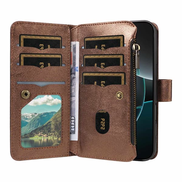 Lommebokdeksel med Mandala-mønster og Håndleddsstropp til Sony Xperia 1 VIII Brown
