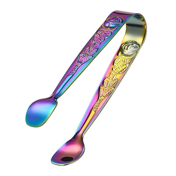 Ice Cube Spoon Tongs ruostumattomasta teräksestä valmistetut ruusukuvioiset miniruokapihdit Multicolor