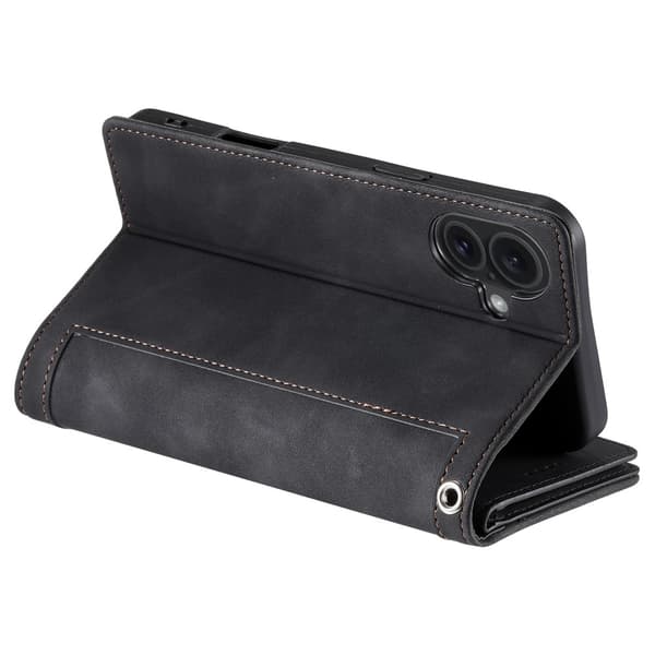Til iPhone 17 Etui med Lynlåslomme og 9 Kortlommer Black