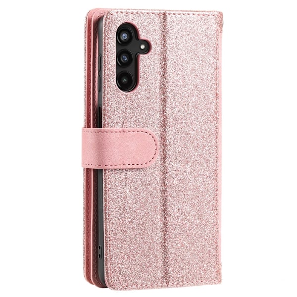 Til Samsung Galaxy S25 5G Etui med Lynlåslomme og 9 Kortlommer Pink