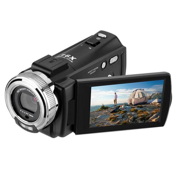 1080P Full HD -videokamera tukee Night Vision Vlog Youtube -kame Black
