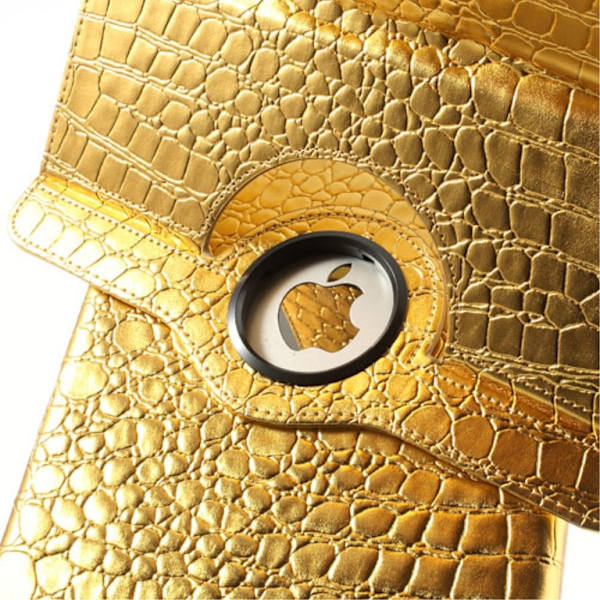 Fodral iPad Air / iPad 9.7 2017 & 2018 360 rotation Krokodil Guld Guld
