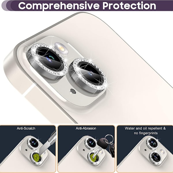 Til iPhone 15 / 15 Plus Lens Glitter Silver