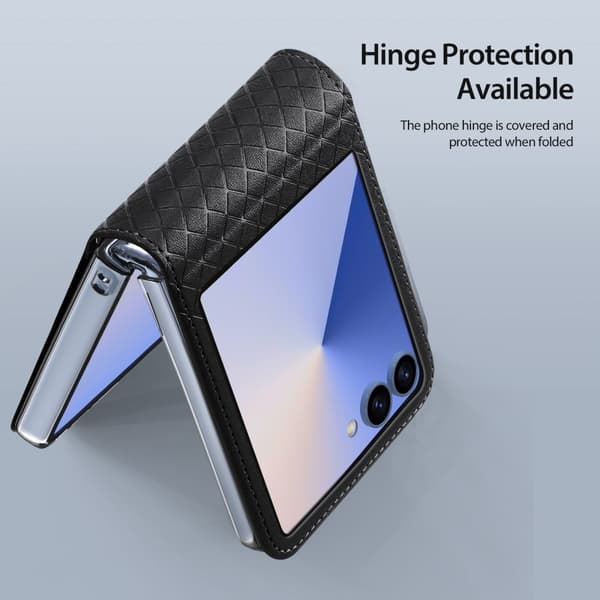 Til Samsung Galaxy Z Flip7 5G Cover DUX DUCIS Bril Series Læder + PC Telefoncover - Sort Black