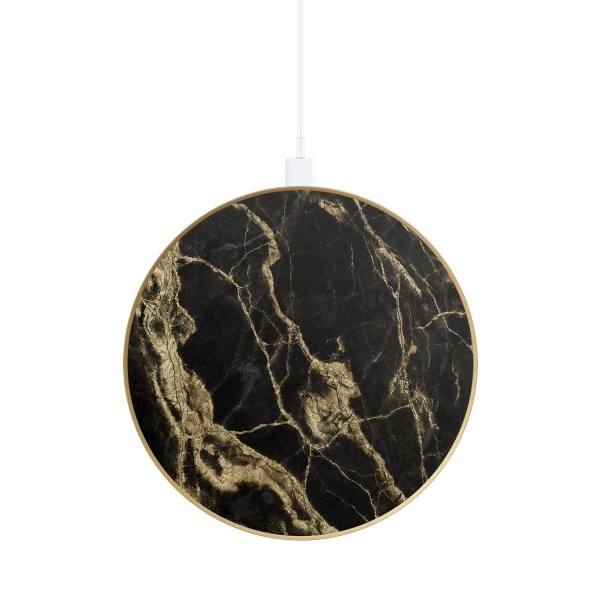 iDeal of Sweden fashion Qi laddare - Golden Smoke Marble Svart