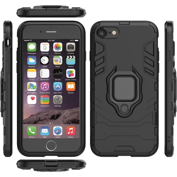 iPhone SE/8/7/6/6S Fingerring Kickstand Hybrid Taske Black