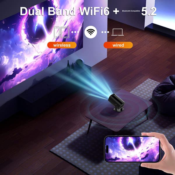 Projektor Hemmabio Videoprojektor 120 ANSI Android 14 WiFi / Bluetooth 1+8GB Svart