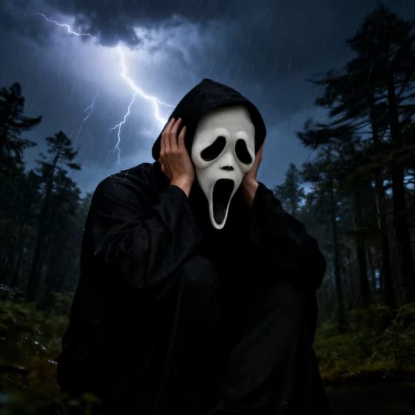 Eksklusiv GhostFace Scream Mask Masquerade Maskerademaske i blødt materiale inklusive kniv Black