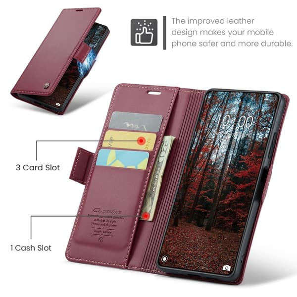 CASEME Retro Lompakkokotelo Xiaomi 14 Red