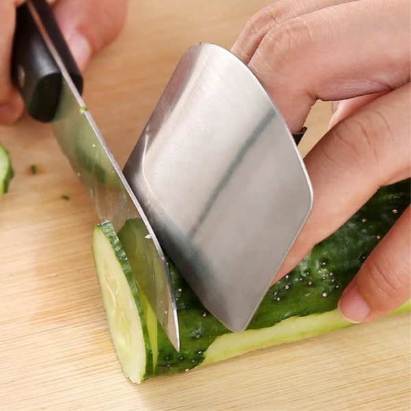 Stainless Steel Finger Guard for Safe Cutting Vegetables Fruit Silver chrome